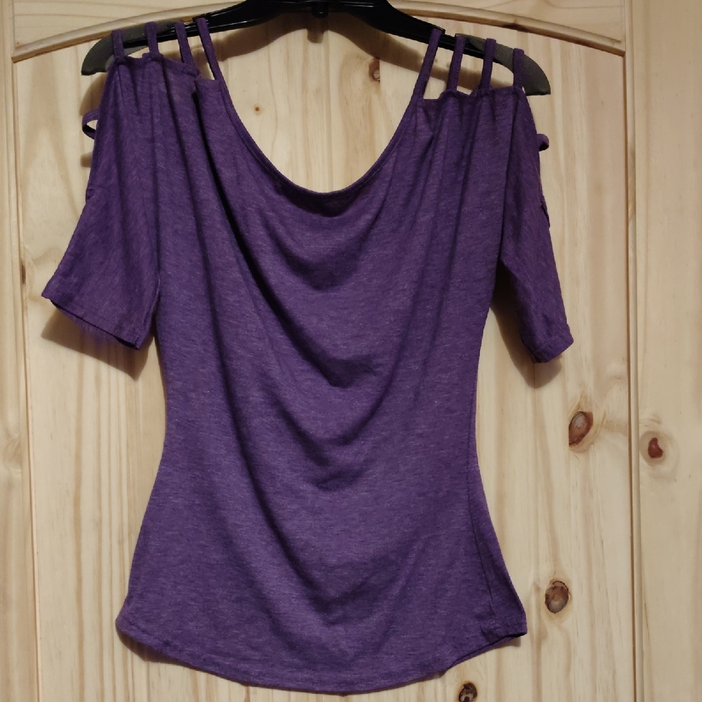 NWOT SHEIN Purple Women's Cold-Shoulder Summer Top Size Small